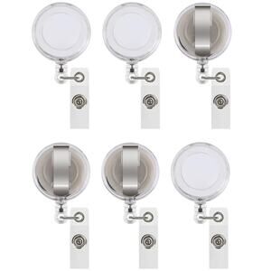 6pk Retractable Badge Holders Reel Clips for Hanging ID Name Badge or Card Key